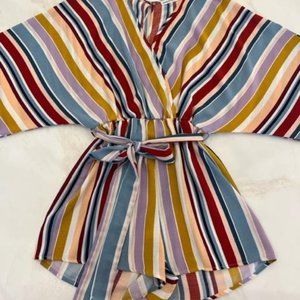 Striped Shorts Romper